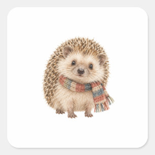Egel met een kleine sjaal vierkante sticker
