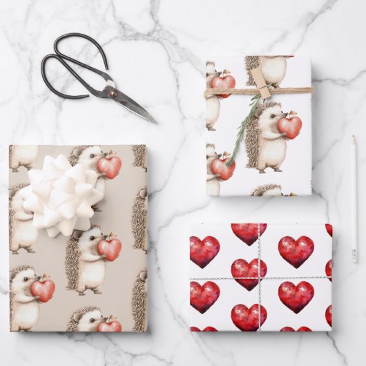 Egel met Hart Liefde Inpakpapier Vel (Voorkant)