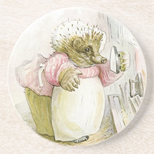 Egel met Iron Mrs Tiggy-Winkle Zandsteen Onderzetter (Voorkant)