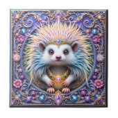 Egel met kroon keramisch verzamelobject tegeltje (Voorkant)