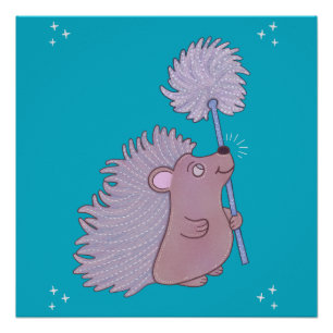 Egel met Paardenbloem   Schattige Volkskunst Natuu Perfect Poster