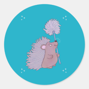 Egel met Paardenbloem   Schattige Volkskunst Natuu Ronde Sticker
