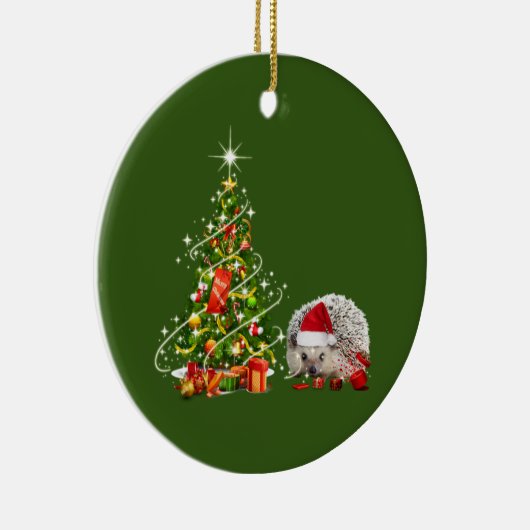 Egel met Pet met kerstmis Keramisch Ornament (Rechts)