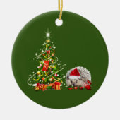 Egel met Pet met kerstmis Keramisch Ornament (Voorkant)