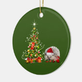 Egel met Pet met kerstmis Keramisch Ornament (Links)