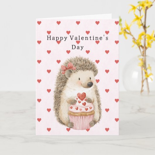 Egel met Rode Harten Liefde Kaart (Gele Bloem)