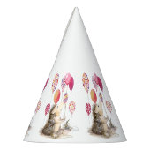 Egel met roze ballonnen feesthoedjes (Links)