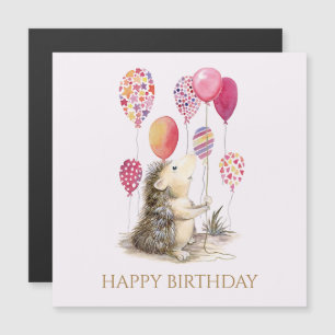 Egel met roze ballonnen Happy Birthday