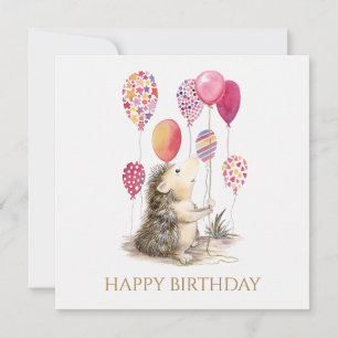 Egel met roze ballonnen Happy Birthday