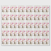 Egel met roze ballonnen Happy Birthday Cadeaupapier (Vlak)