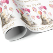 Egel met roze ballonnen Happy Birthday Cadeaupapier (Rol Hoek)