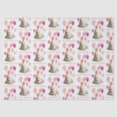 Egel met roze ballonnen Happy Birthday Tissuepapier (Voorkant)