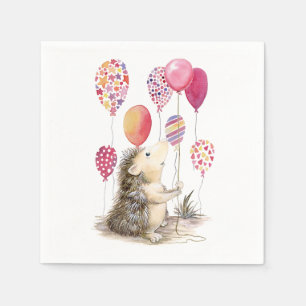Egel met roze ballonnen servet