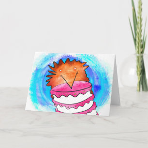 Egel met taart verjaardagskaart kaart