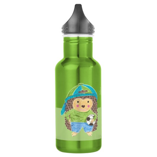 Egel met voetbal gepersonaliseerd kind waterfles  (Links)