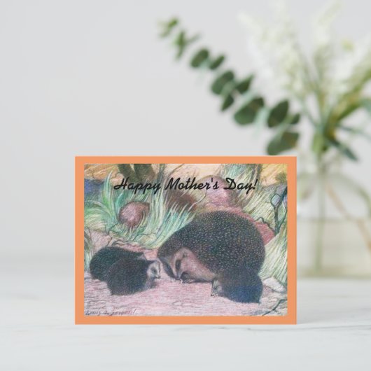 Egel Moederdag Briefkaart (Staand voorkant)