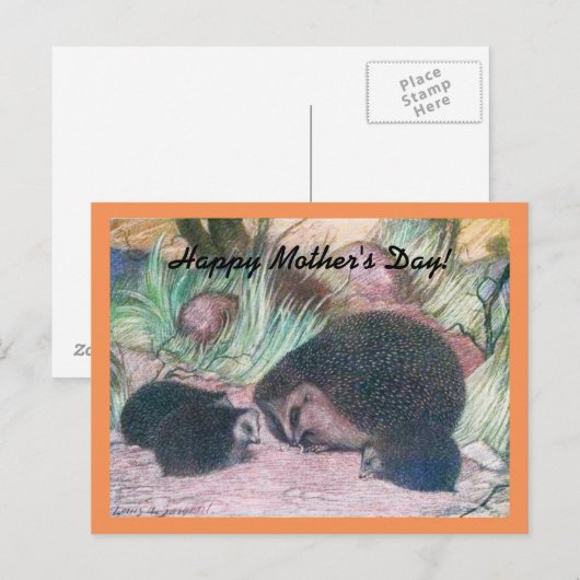 Egel Moederdag Briefkaart (Voorkant / Achterkant)