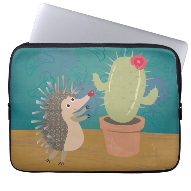 Egel ontmoet cactus laptophoes laptop sleeve (Voorkant)