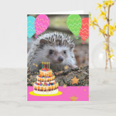 Egel op de rand van de geboorte met ballonnen kaart (Gele Bloem)