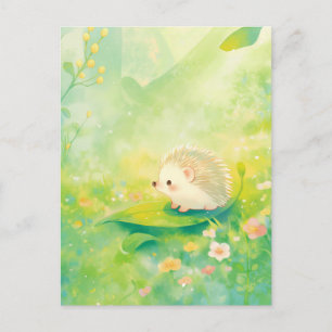 Egel op Groene Blad in Lentewei Briefkaart
