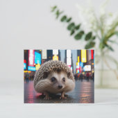 Egel op Times Square Feestdagenkaart (Staand voorkant)