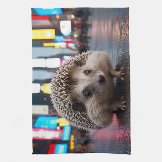 Egel op Times Square Theedoek (Verticaal)