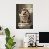 Egel op Toilet Print, Grappige Badkamer AI Kunst Poster (Thuiskantoor)