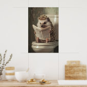 Egel op Toilet Print, Grappige Badkamer AI Kunst Poster (Keuken)
