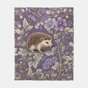 Egel Paars William Morris Geïnspireerde Bloemen Fleece Deken