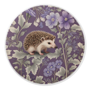 Egel Paarse William Morris Geïnspireerde Bloemen Keramische Knop