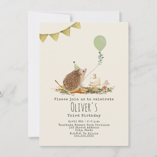 Egel-paddenstoel ballonbos Birthday Kaart (Voorkant)