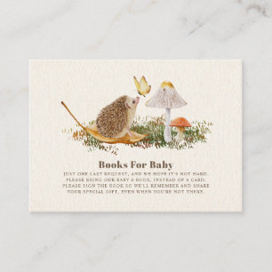 Egel-paddenstoel-vlinderboeken voor Baby shower Informatiekaartje