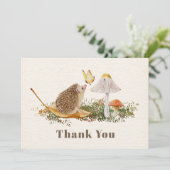 Egel-paddenstoelen Baby shower Bedankkaart (Staand voorkant)