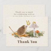 Egel-paddenstoelen Baby shower Bedankkaart (Voorkant / Achterkant)