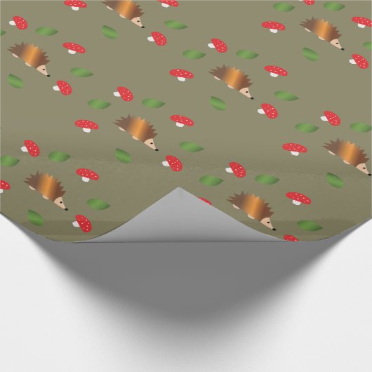 Egel-paddenstoelen en -bladeren cadeaupapier (Hoek)