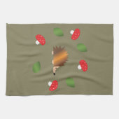 Egel-paddenstoelen en -bladeren theedoek (Horizontaal)