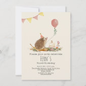 Egel-paddenstoelen Roze ballonbos Birthday Kaart (Voorkant)