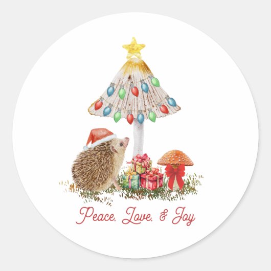 Egel Paddenstoelen Woodland Kerstmis Ronde Sticker (Voorkant)