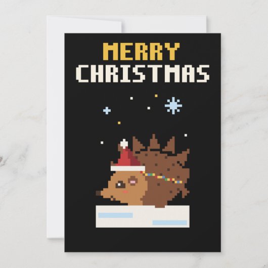 Egel Pixel Art Kerstkaart (Voorkant)