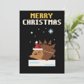 Egel Pixel Art Kerstkaart (Staand voorkant)