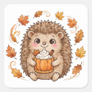 Egel Pompoen Kruiden Latte Schattig Herfst Sticker