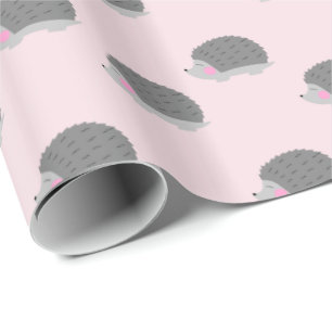 Egel roze en grijs ompakpapier cadeaupapier