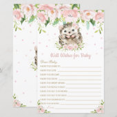 Egel roze Floral wil een Baby kaart (Voorkant / Achterkant)