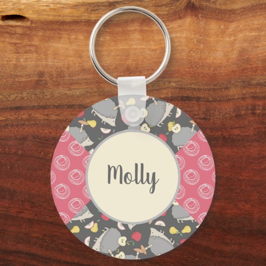 Egel roze patroon sleutelhanger (Voorkant)