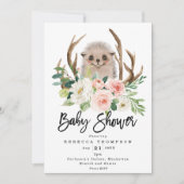 egel rustig floraal modern baby shower kaart (Voorkant)