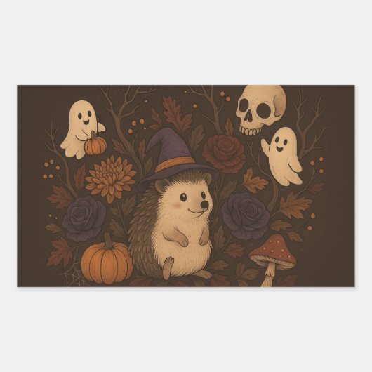 egel spookbos 2 rechthoekige sticker (Voorkant)