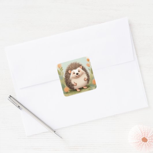 Egel-Stickers Vierkante Sticker (Envelop)