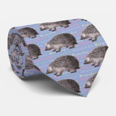 Egel-Stropdas - Blauw met herhaalde Word-egel Stropdas (Opgerold)