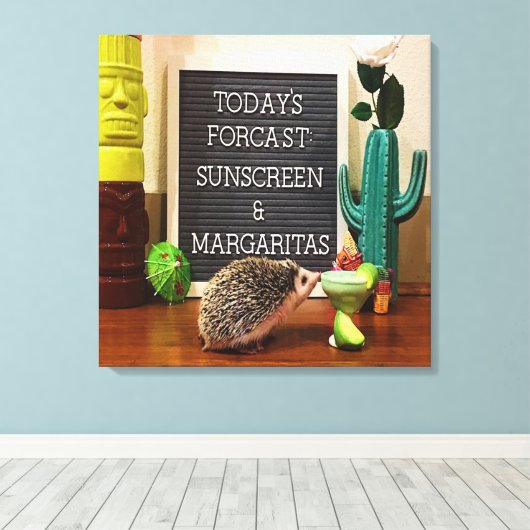 Egel Sunscreen en Margaritas Canvas Afdruk (Insitu (Houten vloer))