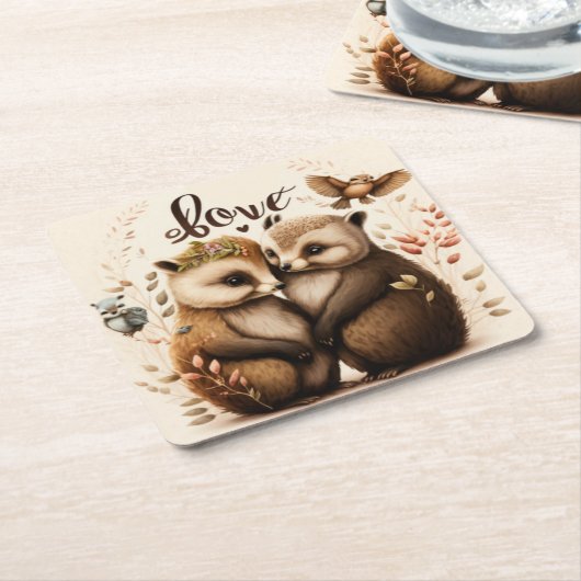 egel uit liefde kartonnen onderzetters (Schuin)
